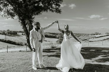 Bride and groom dancing at The Barn at Botley Hill 