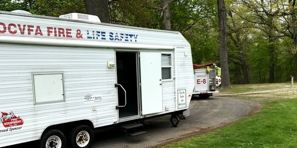 photo of OCVFA fire safety trailer parked