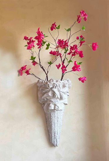 modern organic indoor outdoor wall pocket planter for living or artificial arrangements