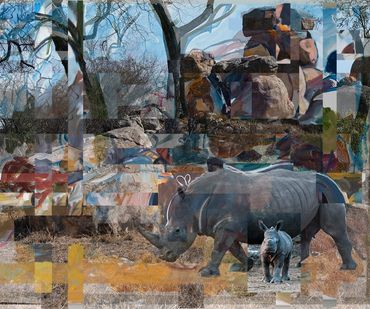 Black Rhino with baby