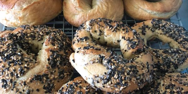 Fresh bagels: smear 'em with veggie cream cheese, blueberry, or plain.