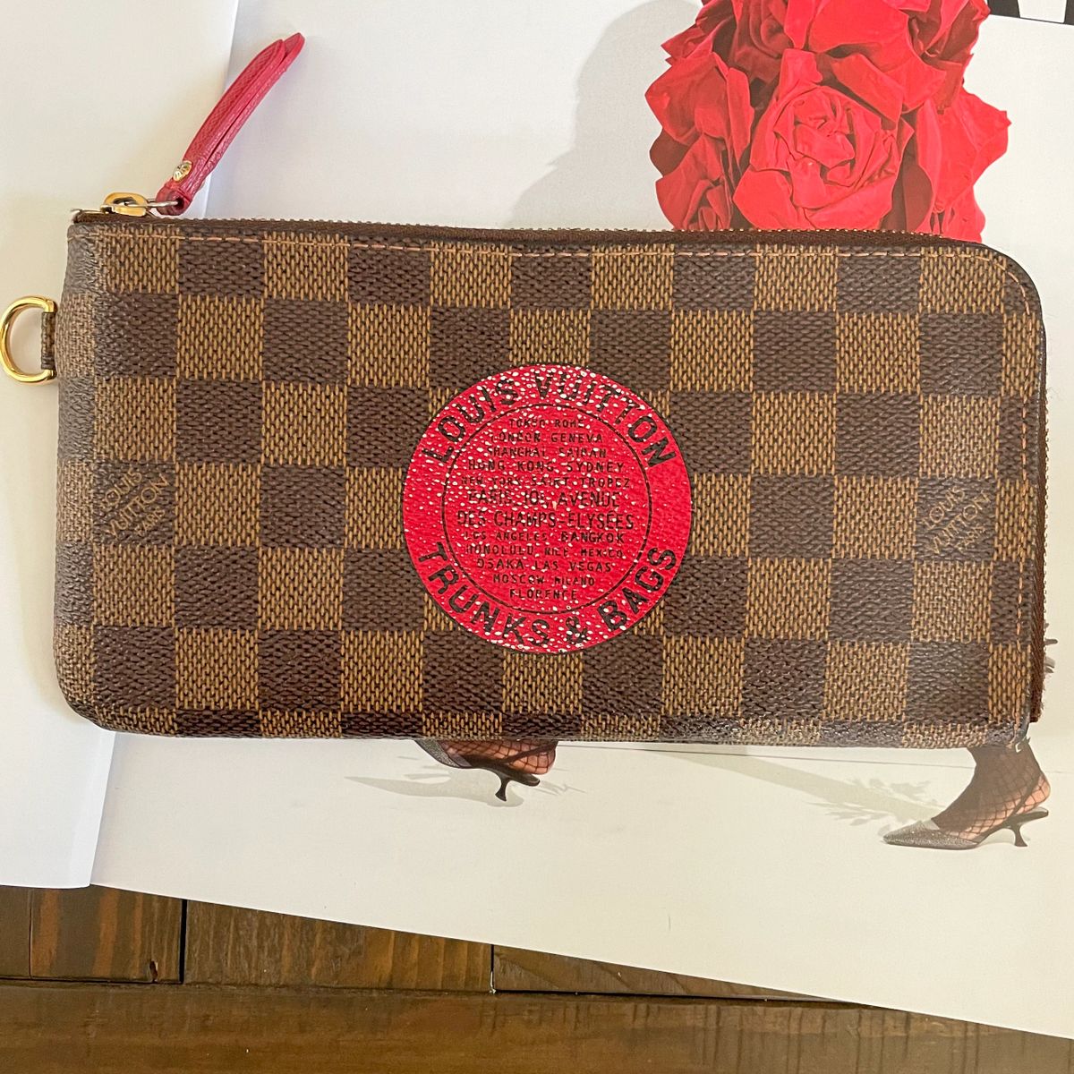 LOUIS VUITTON Damier Ebene Complice Trunks and Bags Wallet Red