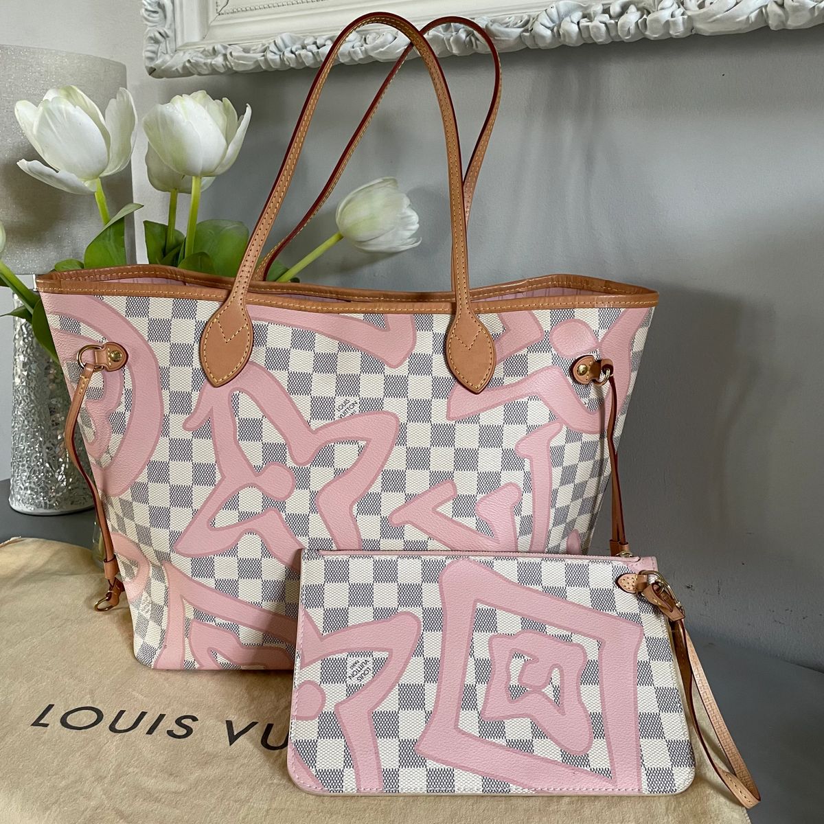 LOUIS VUITTON Damier Azur Tahitienne Neverfull MM | FASHIONPHILE