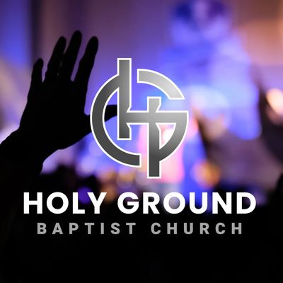 Logo of Holy Ground Baptist Church with a raised hand silhouette.