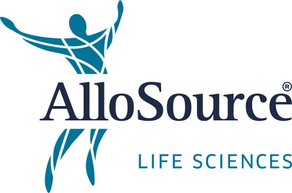 AlloSource Life Sciences logo with stylized human figure.