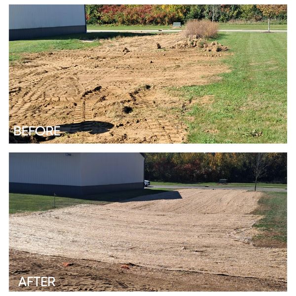 Minor grading seed and straw mat