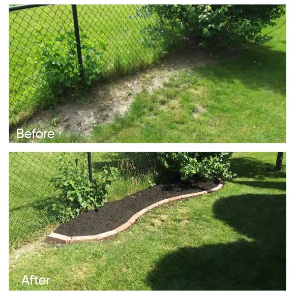 Install new flower bed with brick edging 