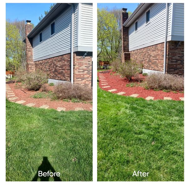 fresh spring cleanup with red mulch installed 