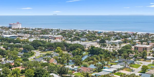 Arial view of Atlantic Beach and Neptune Beach FL with the One Ocean resort in the background