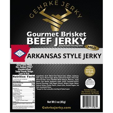 Gehrke Jerky 3 oz. size bag of Arkansas Style Beef Jerky