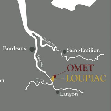 Carte de la région du vignoble Château Grand Peyruchet, Région de Bordeaux - Loupiac et Omet.