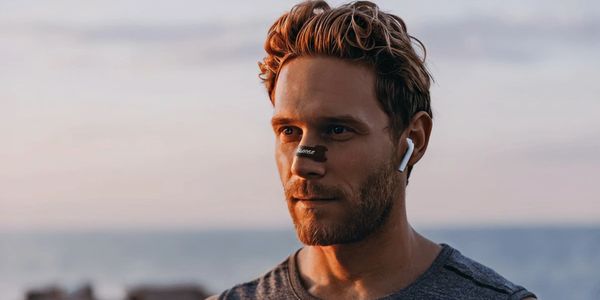 Man running in nasal strips breathing