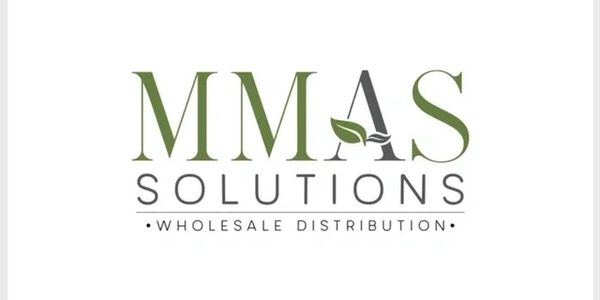 MMAS Solutions logo with leaf design, emphasizing wholesale distribution.