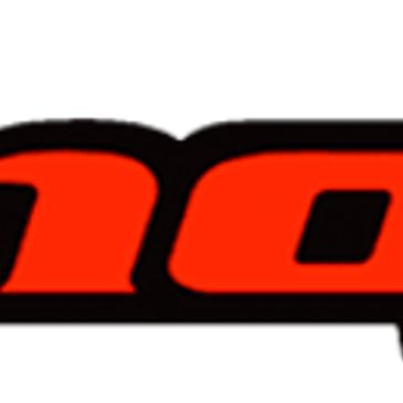 Close-up of red and black text on a white background.