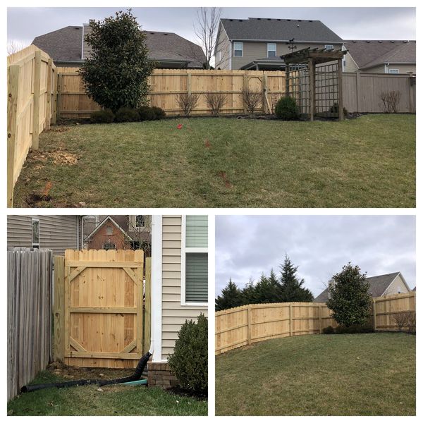 Wood Privacy Fence and Gate Install for a home in Lexington, Kentucky