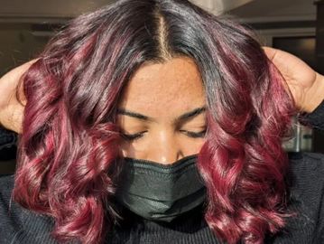 Cherry Red Balayage- Transform your look with a stunning cherry red balayage for a sun-kissed effect