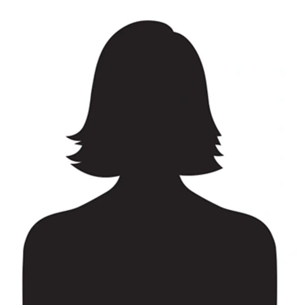 Silhouette of a woman with shoulder-length hair on a white background.