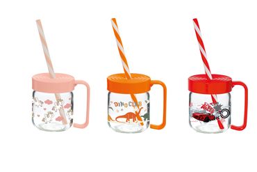 200 ml Decorated Mug-Bee-Speed Racer-Dino Club-Double Colour Straw-SCT