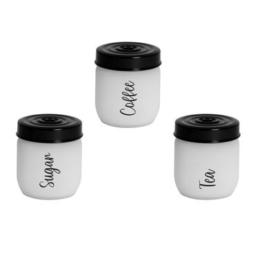 425 ml Decorated Canister-Ice Colours-Tea-Coffee-Sugar-Black