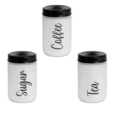 660 ml Decorated Canister-Ice Colour-Tea-Coffee-Sugar-Black