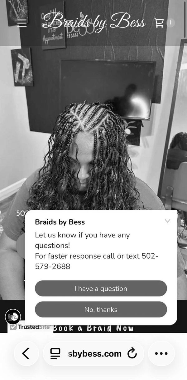 Intricate braided hairstyle with curls by Braids by Bess.