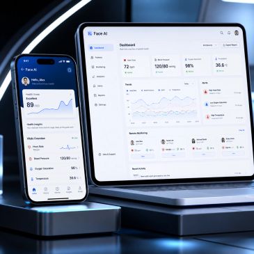 Health monitoring dashboard on phone and tablet.