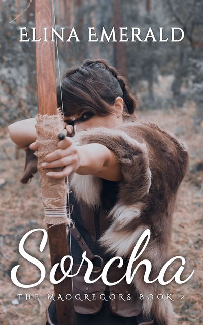 brown haired woman with fur coast vest holding up a nocked arrow with a bow in the forest