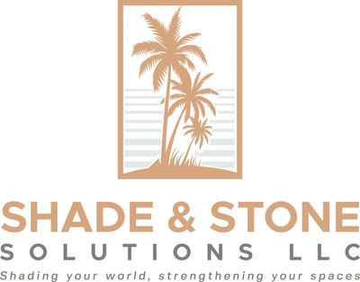Company logo with palm trees for Shade & Stone Solutions
