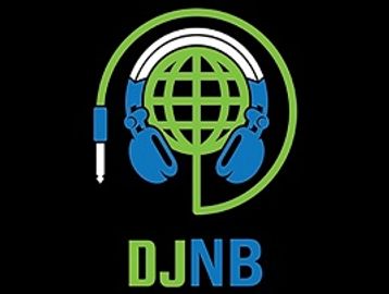 Logo featuring a green globe with blue headphones and 'DJNB' text below.