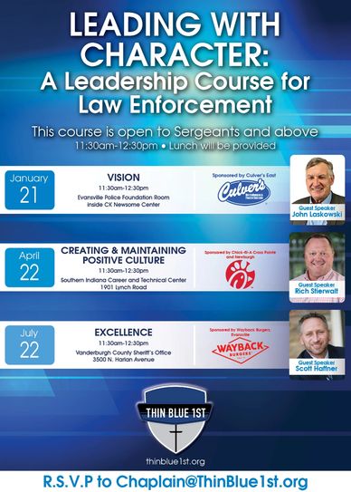Leadership course for law enforcement sergeants with guest speakers and lunch provided.