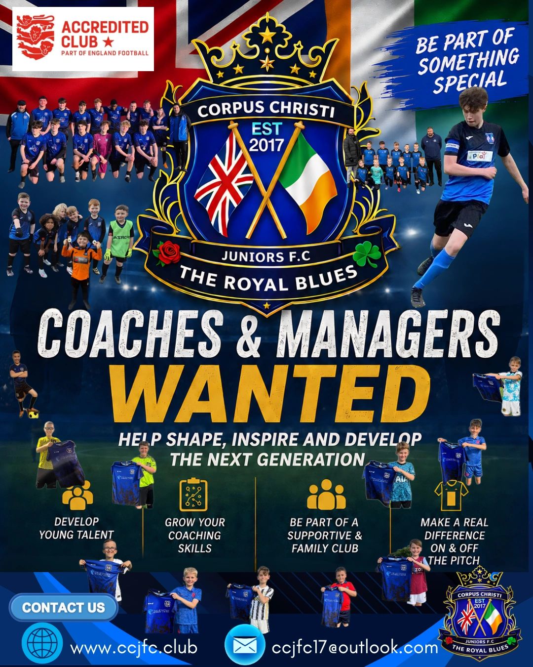 Corpus Christi Juniors FC seeking coaches and managers.