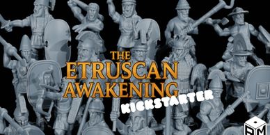 Miniatures for The Etruscan Awakening Kickstarter.