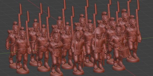 3D modeled soldiers standing in formation.