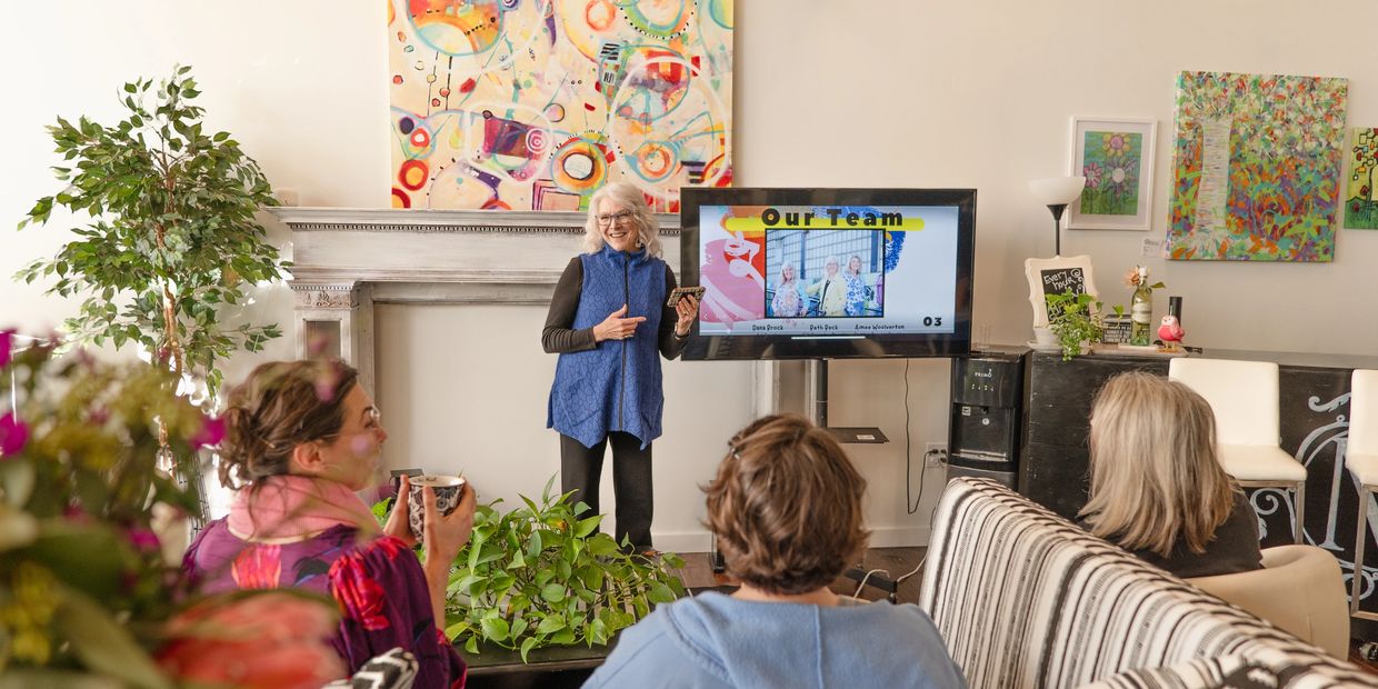 Beth Beck, PhD speaking to a group at MillHouse. Photo by Jamie House