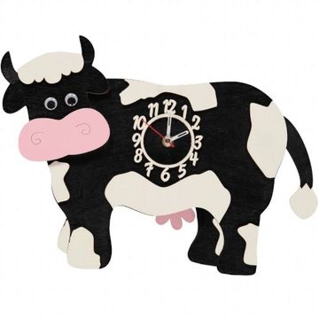 little timbers clock cow black and white