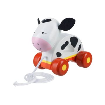 orange tree toys pull along cow