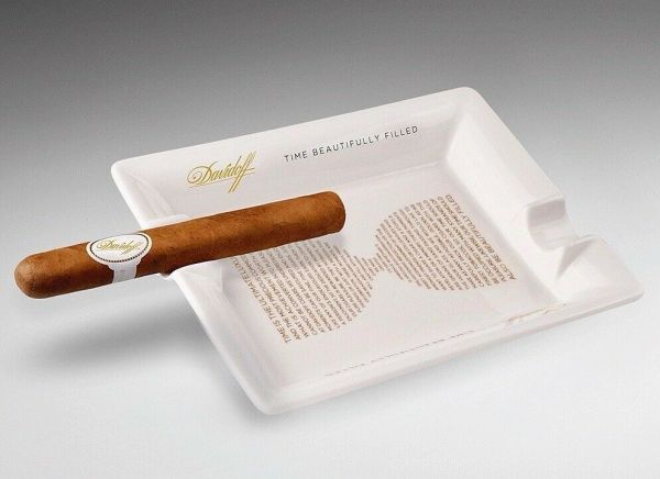DAVIDOFF 2 CIGAR PORCELAIN ASHTRAY 