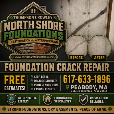 Foundation crack repair in Peabody, 