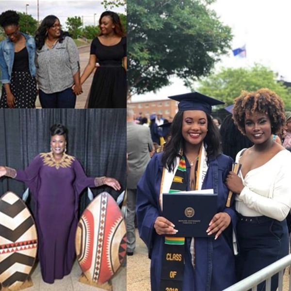 A collage of joyful moments of Black women celebrating friendship, culture, and academic achievement.