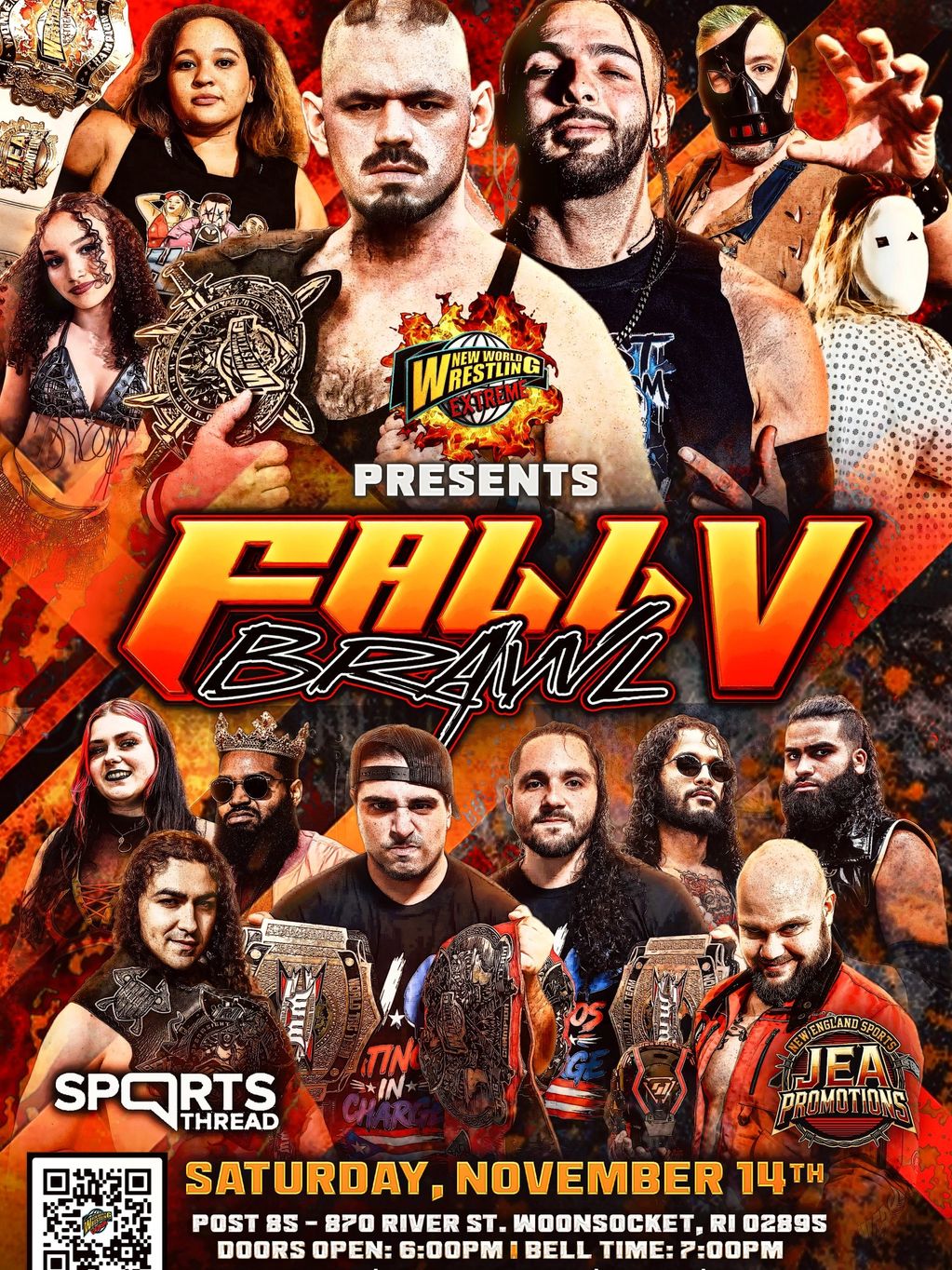 ---
🔥 *NEW WORLD WRESTLING EXTREME PRESENTS: FALL BRAWL V* 

NWW-Extreme returns to Woonsocket for 