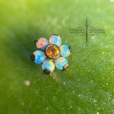 Opal flower piercing jewellery