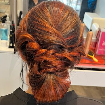 Highlights 
Lowlights 
Auburn, Red, Medium Blonde 