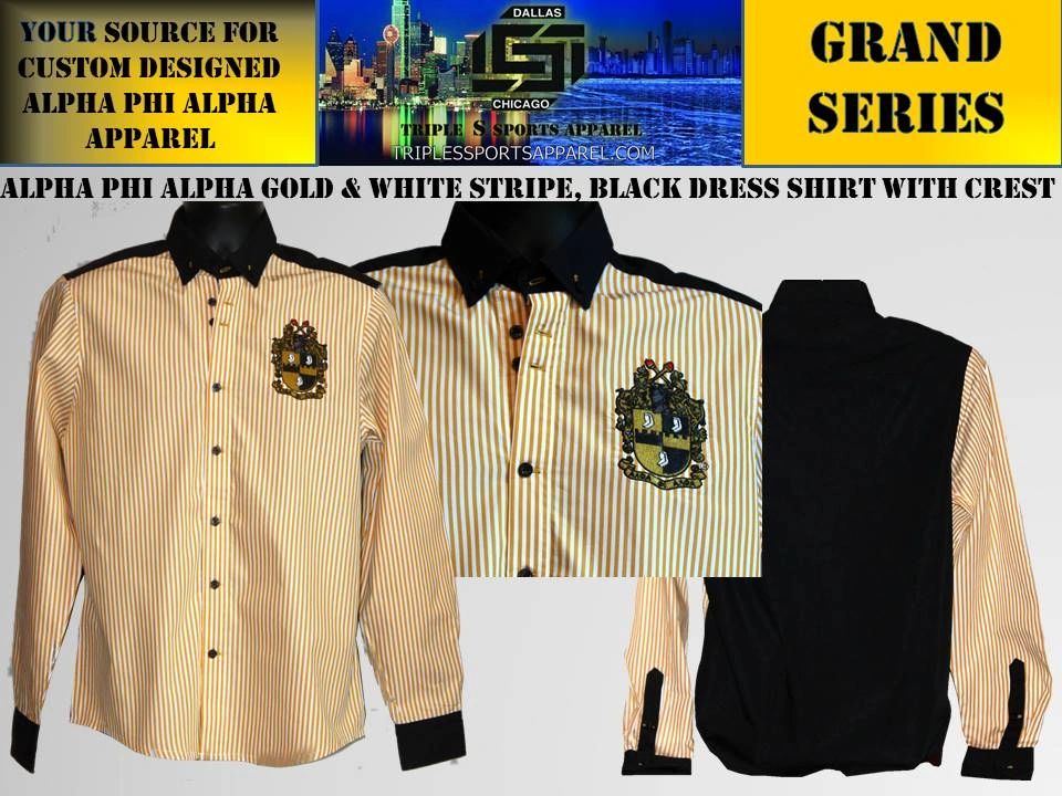 Alpha Phi Alpha Grand Series Black, White & Gold Stripe Dress Shirt