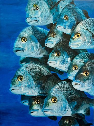 Fishes - Teil eines Ganzen und doch jeder einzigartig
Machart: Mixedmedia
Masse: Leinwand 60x80cm
Fr