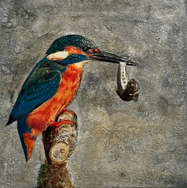 Eisvogel - Kingfisher / No. 1 der Serie
Machart: Mixedmedia
Masse: Leinwand 40x 40cm
Fr. 400.-
ARTre