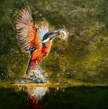 Eisvogel - Kingfisher / No. 4 der Serie
Machart: Mixedmedia
Masse: Leinwand 40x 40cm
verschenkt
ARTr