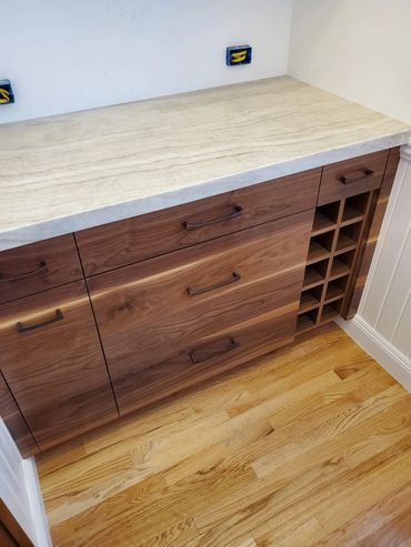 Walnut dresser with built-in wine rack