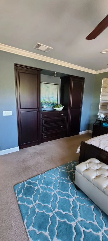 Dark wood bedroom built-in wardrobe