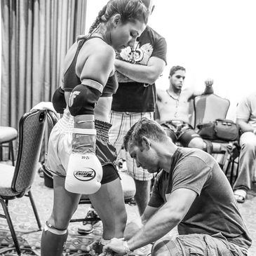 Niki getting ready for her fight. 