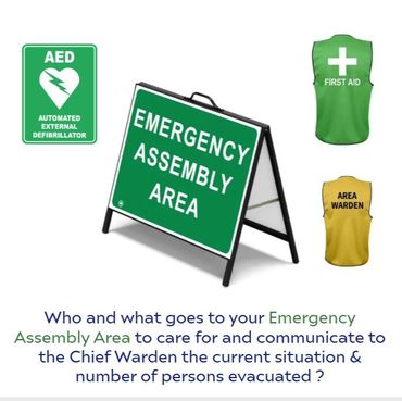 Emergency Planning execution requires personnel training encompassing emergency assembly areas. 